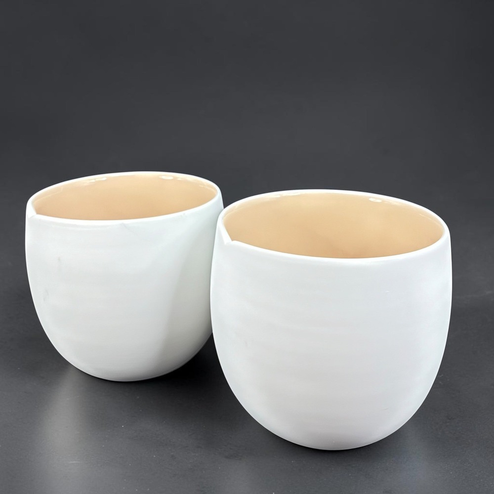 Nespresso India Mahdavi Origin White Peach Ceramic Espresso Cups Mugs Set of 2